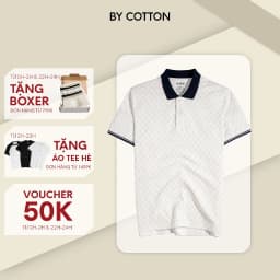 Thumbnail Áo Thun Polo Nam By Cotton Cao Cấp Pique Trắng In Tràn Monogram BC 1
