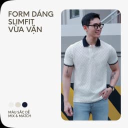Thumbnail Áo Thun Polo Nam By Cotton Cao Cấp Pique Trắng In Tràn Monogram BC 4
