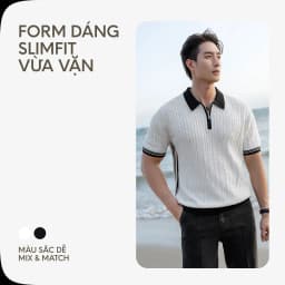 Thumbnail Áo Thun Polo Nam By Cotton Cao Cấp Dệt Kim Twist - Trắng Phối Bo Đen 3