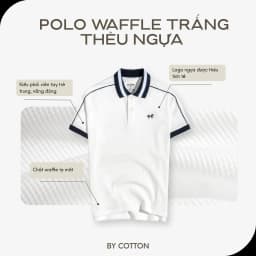 Thumbnail Áo Thun Polo Nam Cao Cấp Waffle 2 Màu Trắng - Xanh Đen Thêu Ngựa BY COTTON 2
