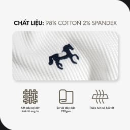 Thumbnail Áo Thun Polo Nam Cao Cấp Waffle 2 Màu Trắng - Xanh Đen Thêu Ngựa BY COTTON 3