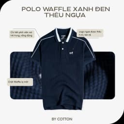 Thumbnail Áo Thun Polo Nam Cao Cấp Waffle 2 Màu Trắng - Xanh Đen Thêu Ngựa BY COTTON 4
