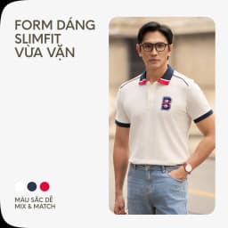 Thumbnail Áo Thun Polo Nam Cao Cấp Cool Pique Trắng Bo Cổ Xanh In B By Cotton 3