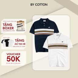 Thumbnail Áo Thun Polo Nam Cao Cấp Dệt Kim Trắng - Xanh Đen Sọc Ngực Thêu Ngựa - SS2 By Cotton 1