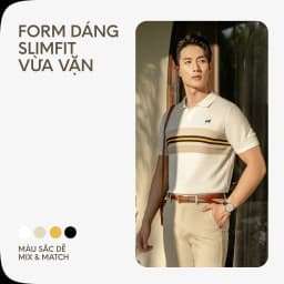 Thumbnail Áo Thun Polo Nam Cao Cấp Dệt Kim Trắng - Xanh Đen Sọc Ngực Thêu Ngựa - SS2 By Cotton 4