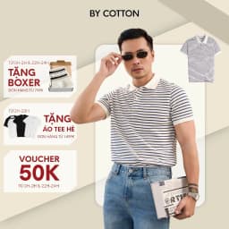 Thumbnail Áo Thun Polo Nam Cao Cấp Phối Sọc Nhuyễn Màu Xanh Đen BY COTTON 1