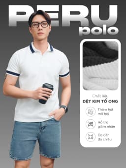 Thumbnail Áo thun Polo nam PERU vải Tổ ong WAFFLE cao cấp, trẻ trung, thanh lịch, chuẩn form - HUSSIO 2