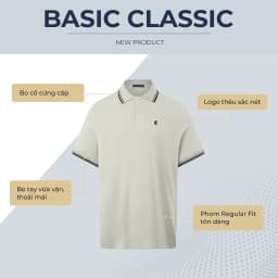 Thumbnail Áo thun polo nam tay ngắn BASIC CLASSIC vải cá sấu cotton piqué interlock sang trọng, tinh tế - POLOMANOR 4