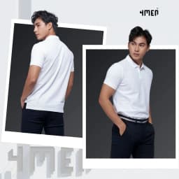 Thumbnail Áo thun polo nam trơn 4MEN PO153 có cổ bẻ basic form slimfit ôm đẹp trẻ trung, vải cá sấu chống nhăn mềm mịn mát giá rẻ 2