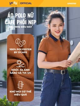 Thumbnail Áo thun polo nữ YODY chất liệu cafe phối nẹp trẻ trung mềm mịn, khử mùi NCF2 APN3700 1