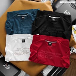 Thumbnail Áo thun print text Heboz 4M, áo thun nam ngắn tay in chữ cao cấp - 00002364 1