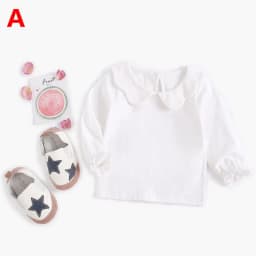 Thumbnail Áo thun SANLUTOZ tay dài bo phồng màu trắng bằng cotton cho bé sơ sinh 1