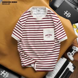 Thumbnail Áo thun sọc 1 túi Heboz 3M, áo thun nam vải cotton dệt - 00002390 2
