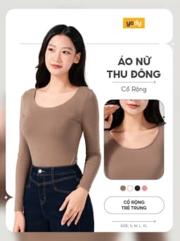 Thumbnail Áo thun tay dài YODY cổ rộng vải viscose mềm mại, thông thoáng, an toàn cho da ATN7025 1