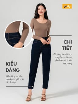 Thumbnail Áo thun tay dài YODY cổ rộng vải viscose mềm mại, thông thoáng, an toàn cho da ATN7025 3