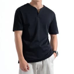 Thumbnail Áo thun tay ngắn cổ tròn xẻ V nam nữ LADOS-19141 cotton interlock 250gsm dày dặn, đơn giản thanh lịch 1