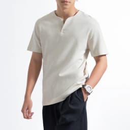 Thumbnail Áo thun tay ngắn cổ tròn xẻ V nam nữ LADOS-19141 cotton interlock 250gsm dày dặn, đơn giản thanh lịch 2