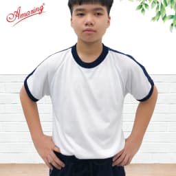 Thumbnail Áo thun thể dục 3 sọc vai, cổ bẻ và cổ tròn, đồng phục thể thao cho học sinh nam nữ, từ 20-105kg 4