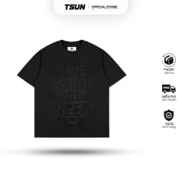 Thumbnail Áo Thun Thêu Logo Ngoằn Ngoèo Màu Đen Brand TSUN Chính Hãng - Wiggle Tee Đen UNISEX Oversize 1