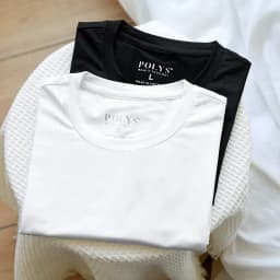Thumbnail Áo thun trắng đen POLYS, chất cotton 4 chiều siêu mát và thoáng khí. Áo thun trơn COOLMAX 2