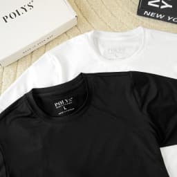 Thumbnail Áo thun trắng đen POLYS, chất cotton 4 chiều siêu mát và thoáng khí. Áo thun trơn COOLMAX 3