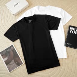 Thumbnail Áo thun trắng đen POLYS, chất cotton 4 chiều siêu mát và thoáng khí. Áo thun trơn COOLMAX 4