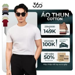 Thumbnail Áo thun trơn cotton mềm mại 360 Boutique áo phông nam nữ trơn có cổ tròn form thể thao APTOL605 1