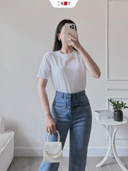Thumbnail Áo Thun Trơn Nữ Tay Ngắn Basic ENVY AT0331 4