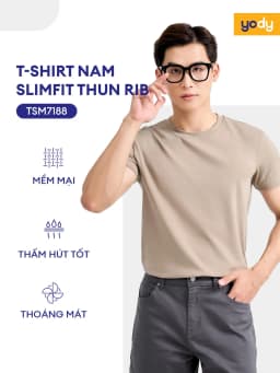 Thumbnail Áo thun T-shirt Nam YODY dáng slimfit cơ bản, vải cotton mềm mại, thông thoáng MCTS25S336 1