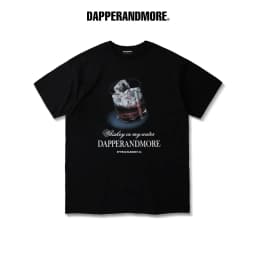 Thumbnail Áo Thun Unisex DAPPERANDMORE Golden Whisky Form Rộng Oversize 100% Cotton 250GSM - Black 1