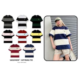 Thumbnail Áo Thun Unisex SAIGONESE Phối Thân Hình Thêu Cappy Bara Form Rộng 4 Màu 1