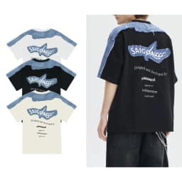 Thumbnail Áo Thun Unisex SAIGONESE Vải Cotton Phối Jean Denim Hoạ Tiết Shuriken Form Rộng Unisex Nam Nữ 3 Màu 1