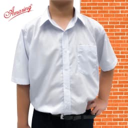 Thumbnail Áo trắng học sinh nam Amazing, vải KT Silk  tay ngắn, đồng phục đi học cho bé trai từ 20-110 kg 1