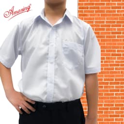 Thumbnail Áo trắng học sinh nam Amazing, vải KT Silk  tay ngắn, đồng phục đi học cho bé trai từ 20-110 kg 3