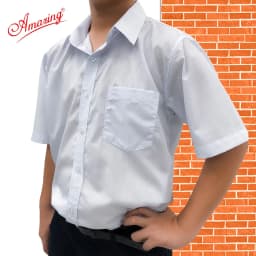 Thumbnail Áo trắng học sinh nam Amazing, vải KT Silk  tay ngắn, đồng phục đi học cho bé trai từ 20-110 kg 4