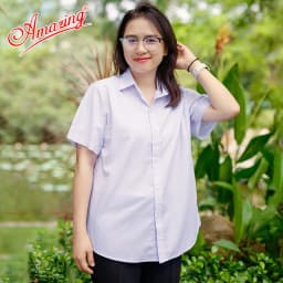 Thumbnail Áo trắng nữ sinh tay ngắn rộng eo, phong cách Hàn, dáng suông trẻ trung năng động 1