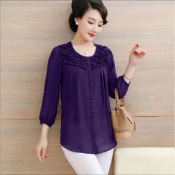 Thumbnail Áo Trung Niên Nữ MAI THY 355, Mẫu Sơ Mi BigSize Tay Lỡ Cổ Bèo Nhiều Nút Đẹp Trang Nhã, Thời Trang Trung Niên Nữ U40 3