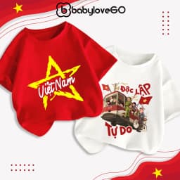 Thumbnail Áo Việt Nam cờ đỏ sao vàng, áo thun bé trai bé gái chất cotton mềm mịn BabyloveGO 1