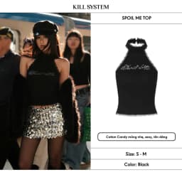 Thumbnail 𝐊𝐈𝐋𝐋 𝐒𝐘𝐒𝐓𝐄𝐌 - Áo yếm hở lưng croptop SPOIL ME phối ren đính đá lấp lánh ôm body 1