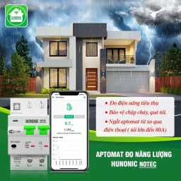 Thumbnail Aptomat Đo Năng Lượng Thông Minh HUNONIC Notec, Theo Dõi Điều Khiển Từ Xa Qua Điện Thoại - HNATME 3