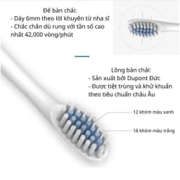 Thumbnail Đầu bàn chải điện đánh răng HOKU SONIC X-5 đầu tròn chống thấm lông lụa Dupont mềm mại DBC08 2