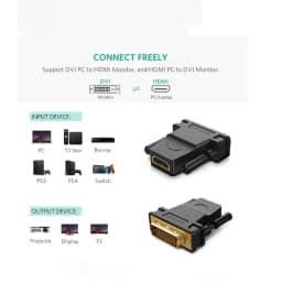 Thumbnail Đầu chuyển đổi UGREEN 20124 HDMI cái sang DVI 24+1 đực (màu đen) 4