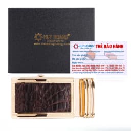 Thumbnail Đầu khóa da cá sấu Huy Hoàng 3,5 phân đầu vàng màu đen, nâu đất, vàng, nâu đỏ HP9213-14-15-16 3