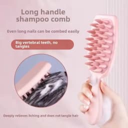 Thumbnail Aubess [Quà tặng] Bàn chải tóc silicon cán dài dùng cho phòng tắm, dùng để làm sạch tóc khô ướt 1