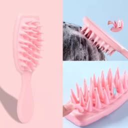 Thumbnail Aubess [Quà tặng] Bàn chải tóc silicon cán dài dùng cho phòng tắm, dùng để làm sạch tóc khô ướt 2