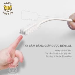 Thumbnail BABY TATTOO Que Rơ Làm Sạch Lưỡi, Đầu 3D Lượn Sóng Cho Bé, hộp 15 que 4