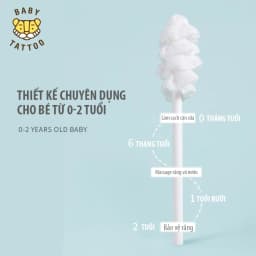Thumbnail BABY TATTOO Que Rơ Làm Sạch Răng Miệng Đầu Xoắn Ốc Xoay 360 Độ, Chuyên Dụng Cho Bé 0-2 Tuổi 2