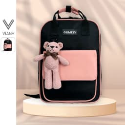 Thumbnail Balo Black Pink đẹp đi học, làm gọn nhẹ nhiều ngăn size to để laptop 14 15.5 inch Gumely GU09 ViAnh 1