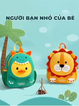 Thumbnail Balo cho bé trai bé gái đi học mẫu giáo mầm non 1989KIDS SHOP hình thú đáng yêu,siêu nhẹ 300gram,có dây chống lạc, 1