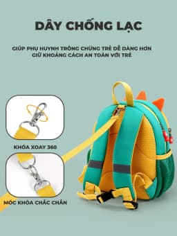 Thumbnail Balo cho bé trai bé gái đi học mẫu giáo mầm non 1989KIDS SHOP hình thú đáng yêu,siêu nhẹ 300gram,có dây chống lạc, 4